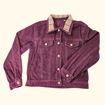 Upcycling Cordjacke mit Streifen