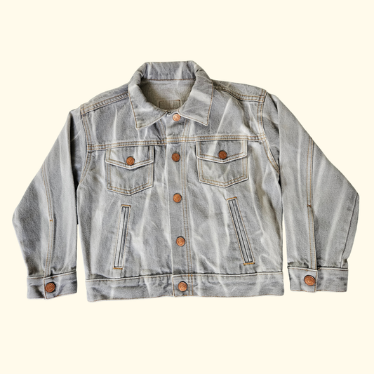 Graue Upcycling Jeansjacke