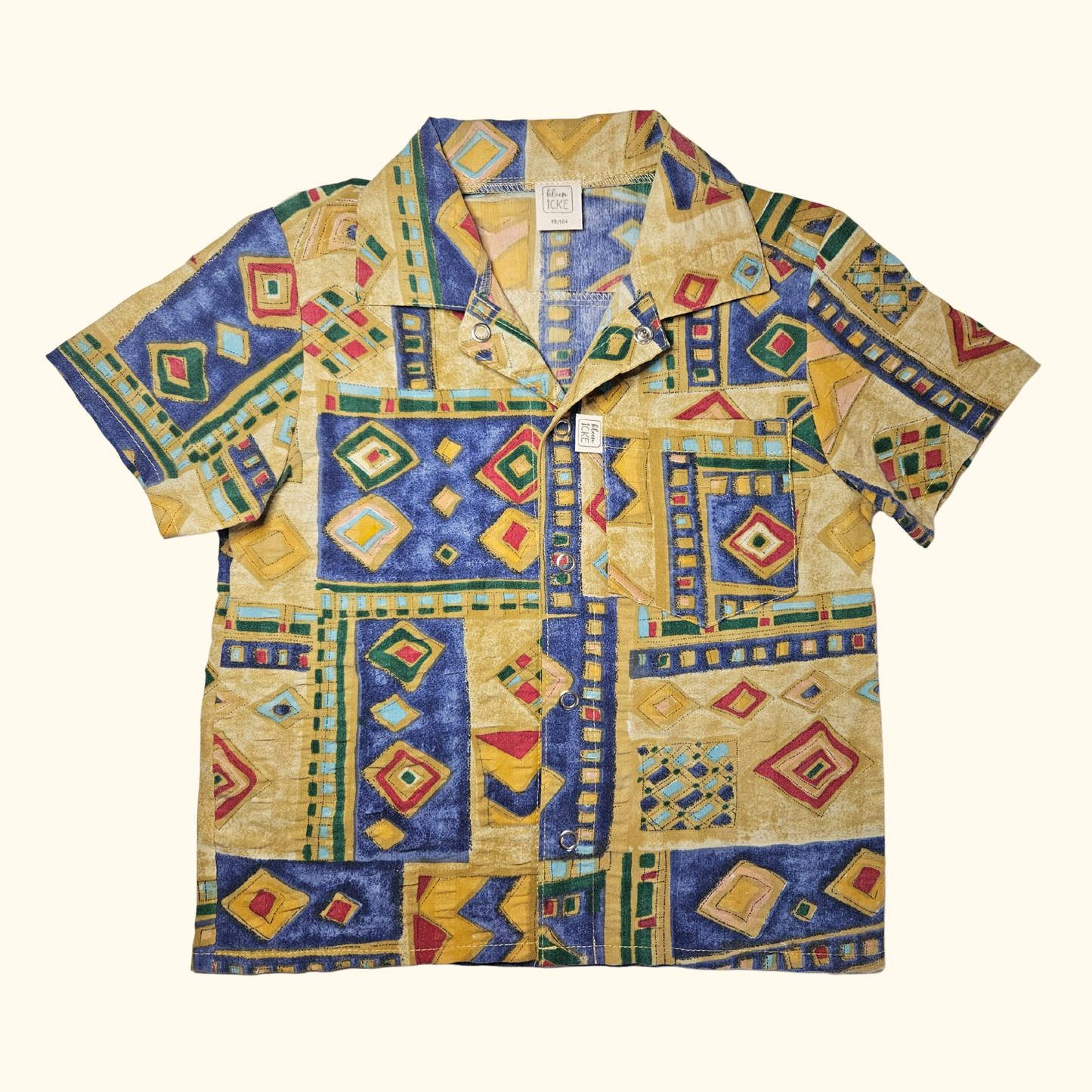 Hemd 90er gelb bunt - Seersucker