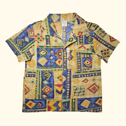 Hemd 90er gelb bunt - Seersucker